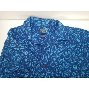 Shaver Lake Mens Medium Blue Abstract Floral Short‎ Sleeve Hawaiian Button Up